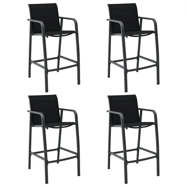 Chaises de bar de jardin lot de 4 Noir Textilène