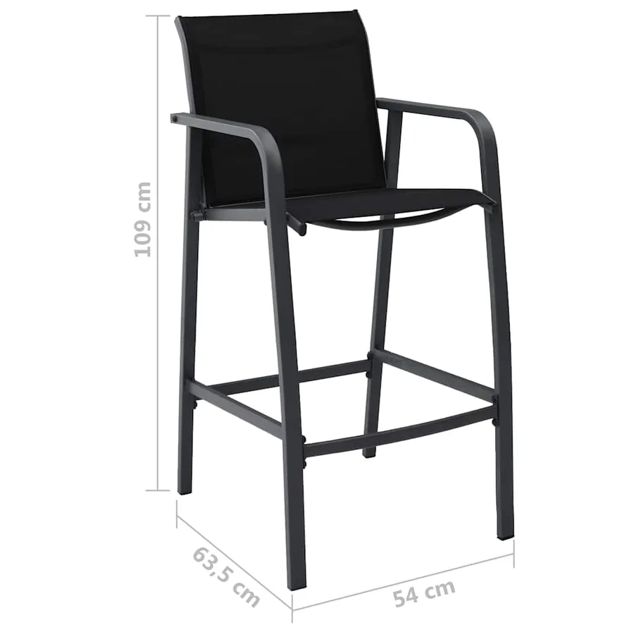 Chaises de bar de jardin lot de 4 Noir Textilène - 7