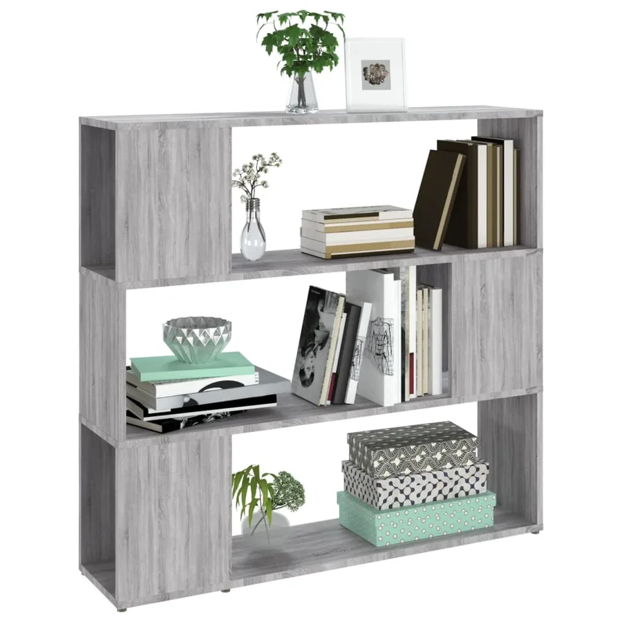Bibliothèque/Séparateur de pièce Sonoma gris 100x24x94 cm - 4