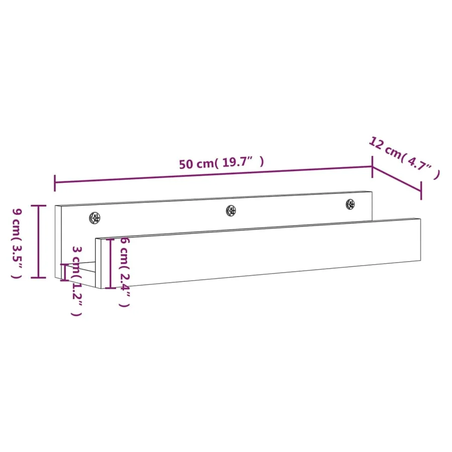 Étagères murales 2 pcs 50x12x9 cm Bois de pin massif - 9