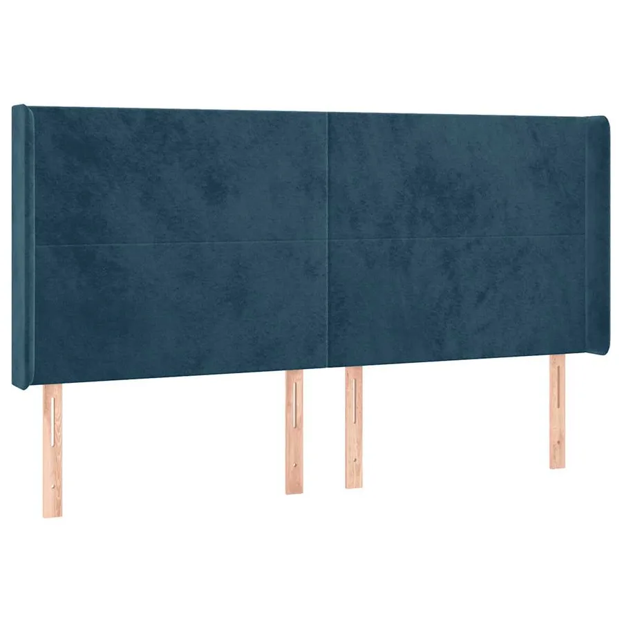 Tête de lit avec oreilles Bleu foncé 163x16x118/128 cm Velours - 2