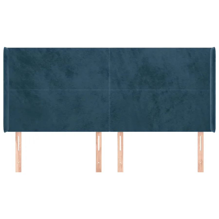 Tête de lit avec oreilles Bleu foncé 163x16x118/128 cm Velours - 3