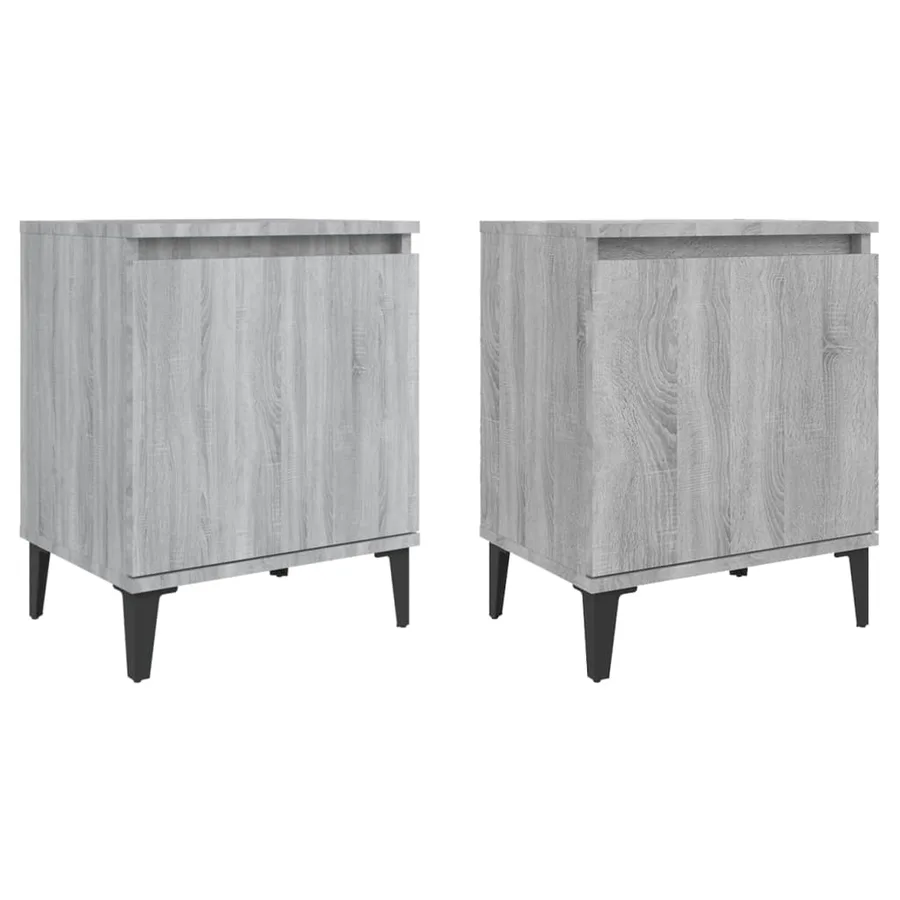 Tables de chevet avec pieds en métal sonoma gris 40x30x50 cm - 2