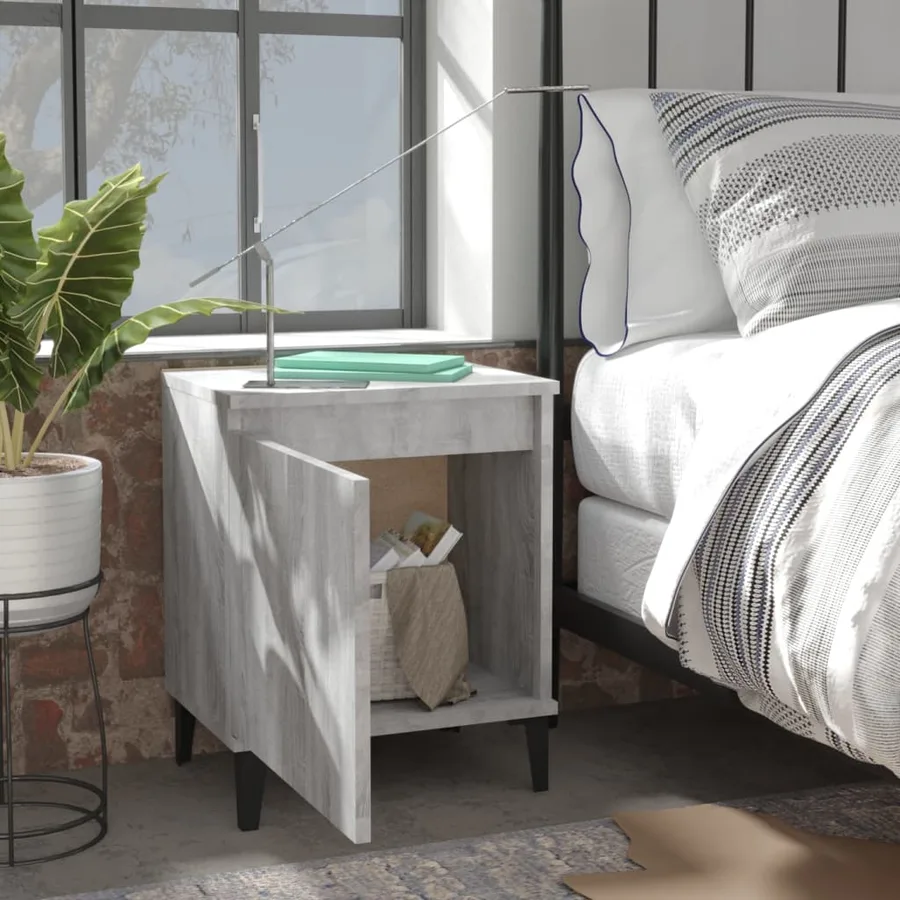 Tables de chevet avec pieds en métal sonoma gris 40x30x50 cm - 3