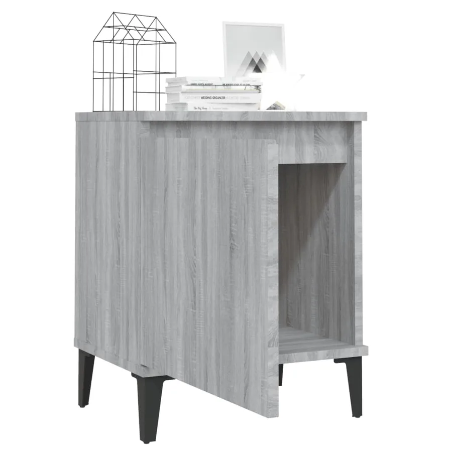 Tables de chevet avec pieds en métal sonoma gris 40x30x50 cm - 7