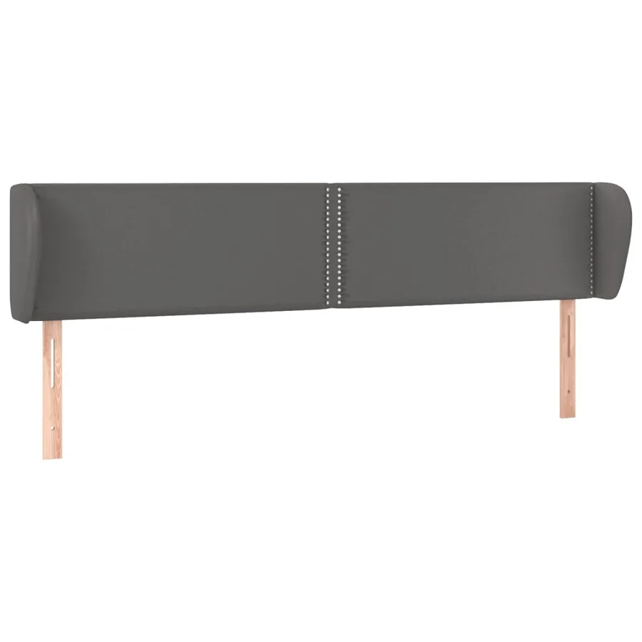 Tête de lit avec oreilles Gris 203x23x78/88 cm Similicuir - 2