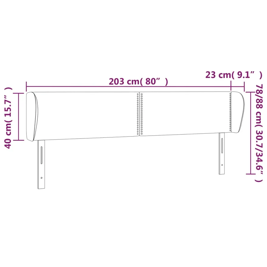 Tête de lit avec oreilles Gris 203x23x78/88 cm Similicuir - 9