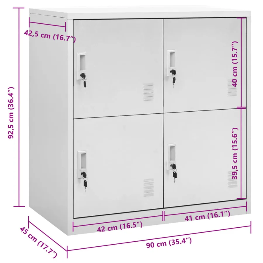 Armoire à casiers Gris clair 90x45x92,5 cm Acier - 7