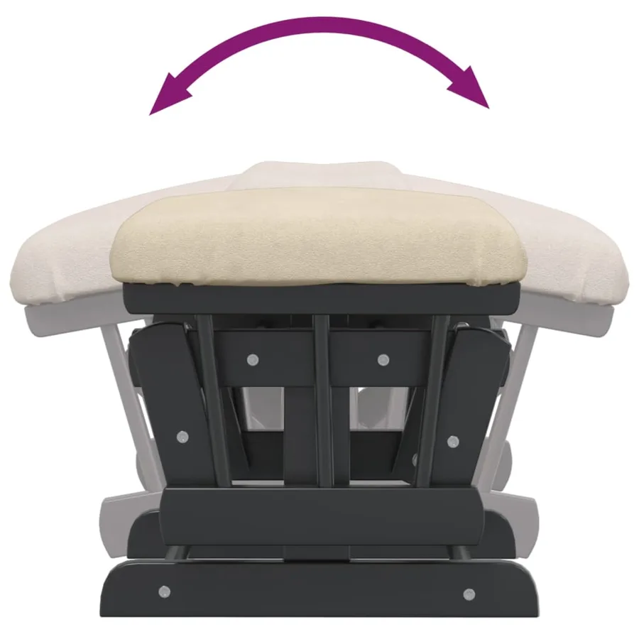 Chaise berçante avec repose-pied Blanc crème Tissu - 10