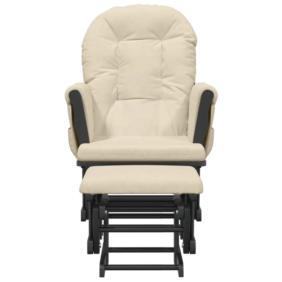 Chaise berçante avec repose-pied Blanc crème Tissu - 3