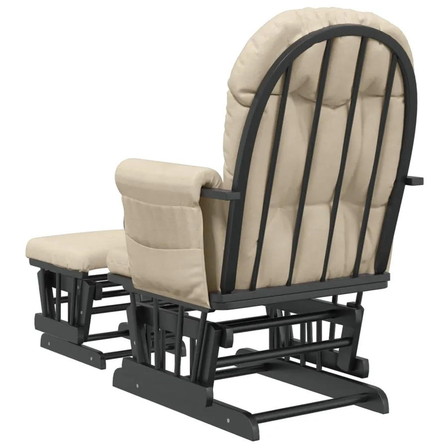 Chaise berçante avec repose-pied Blanc crème Tissu - 5