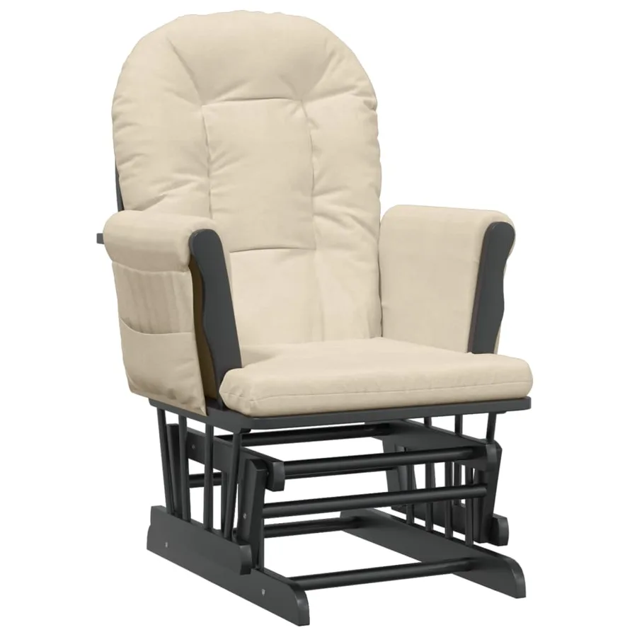 Chaise berçante avec repose-pied Blanc crème Tissu - 6