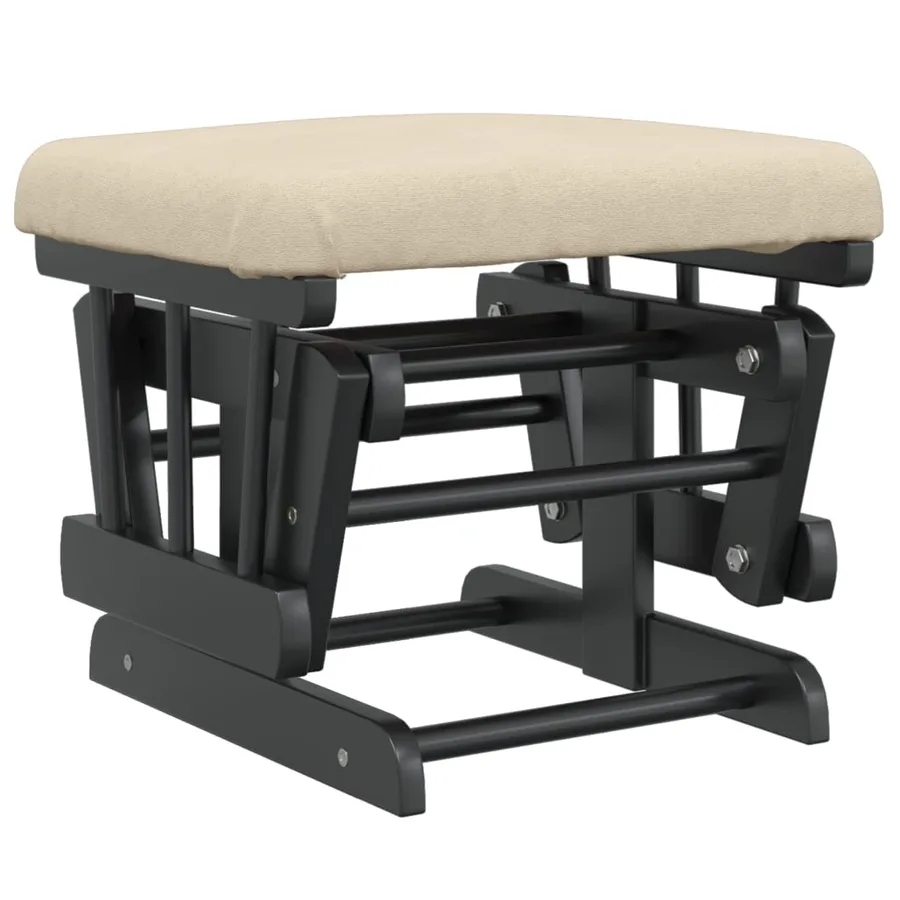 Chaise berçante avec repose-pied Blanc crème Tissu - 7