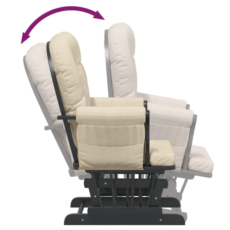 Chaise berçante avec repose-pied Blanc crème Tissu - 9