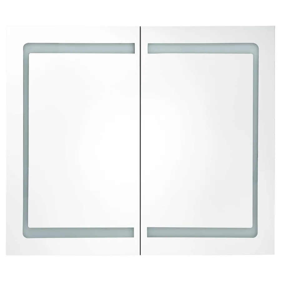 Armoire de salle de bain à miroir à LED Blanc et chêne - 4