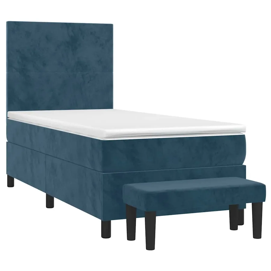 Sommier à lattes de lit et matelas Bleu foncé 80x200 cm Velours - 3