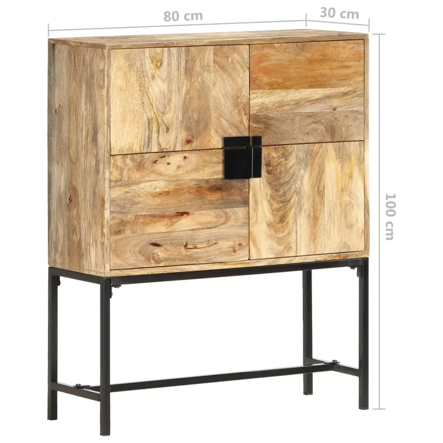 Buffet 80x30x100 cm Bois de manguier massif - 9