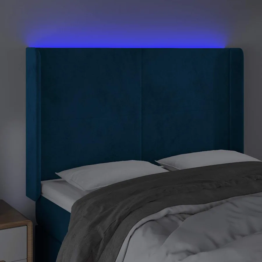 Tête de lit à LED Bleu foncé 147x16x118/128 cm Velours - 4