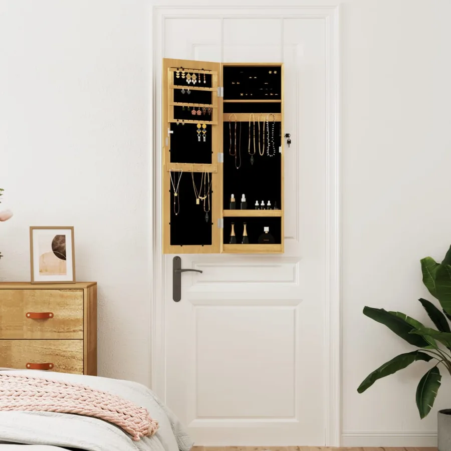 Armoire à bijoux avec miroir murale 30x8,5x90 cm - 3