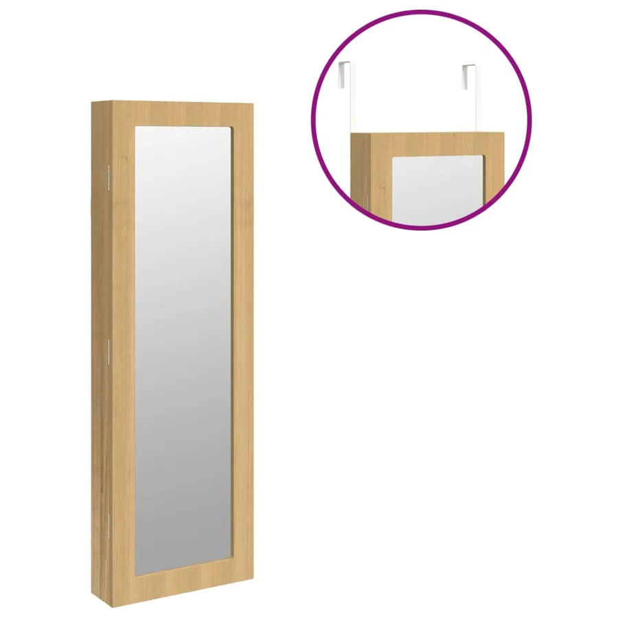 Armoire à bijoux avec miroir murale 30x8,5x90 cm - 9