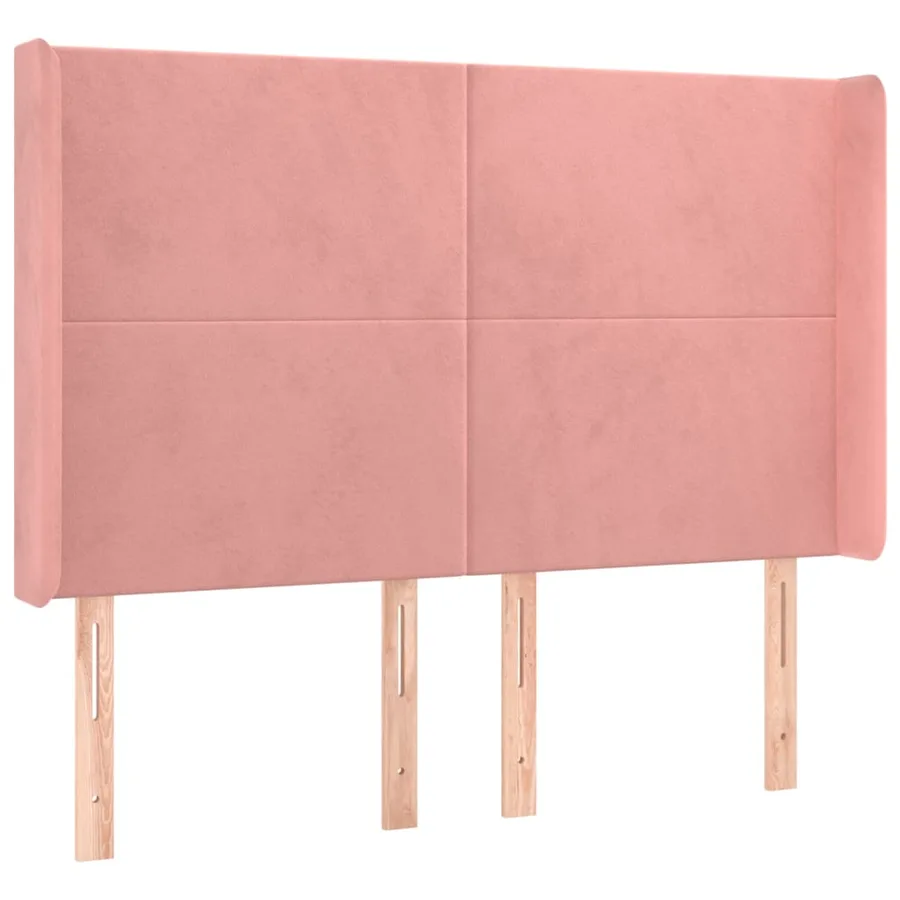 Tête de lit avec oreilles Rose 147x16x118/128 cm Velours - 2
