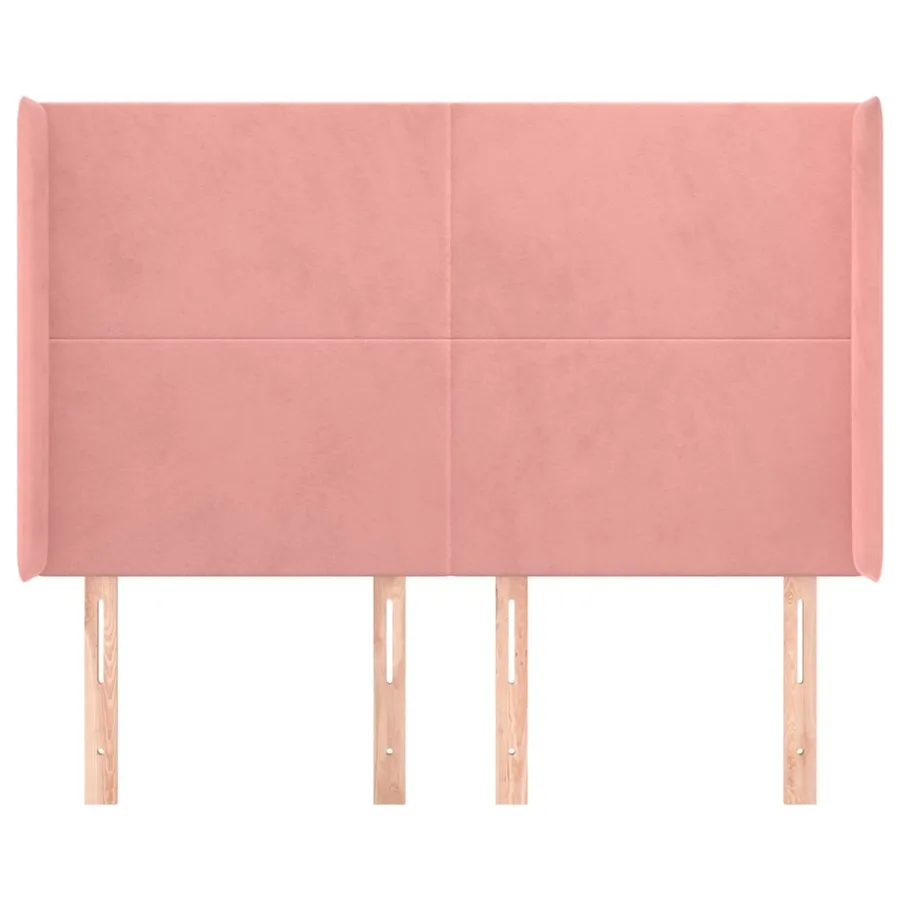 Tête de lit avec oreilles Rose 147x16x118/128 cm Velours - 3