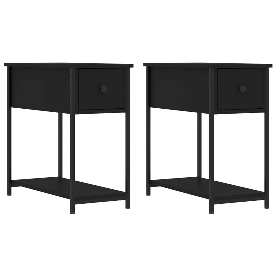 Tables de chevet 2 pcs noir 30x60x60 cm bois d’ingénierie - 2