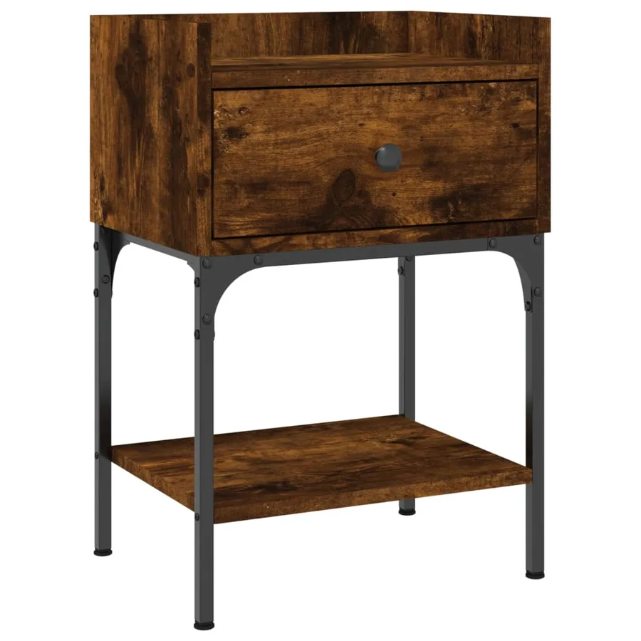 Table de chevet chêne fumé 40,5x31x60 cm bois d'ingénierie - 2
