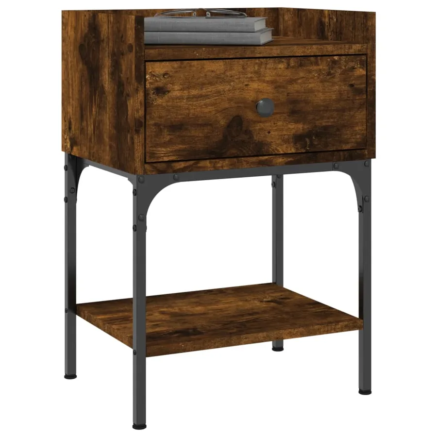 Table de chevet chêne fumé 40,5x31x60 cm bois d'ingénierie - 3