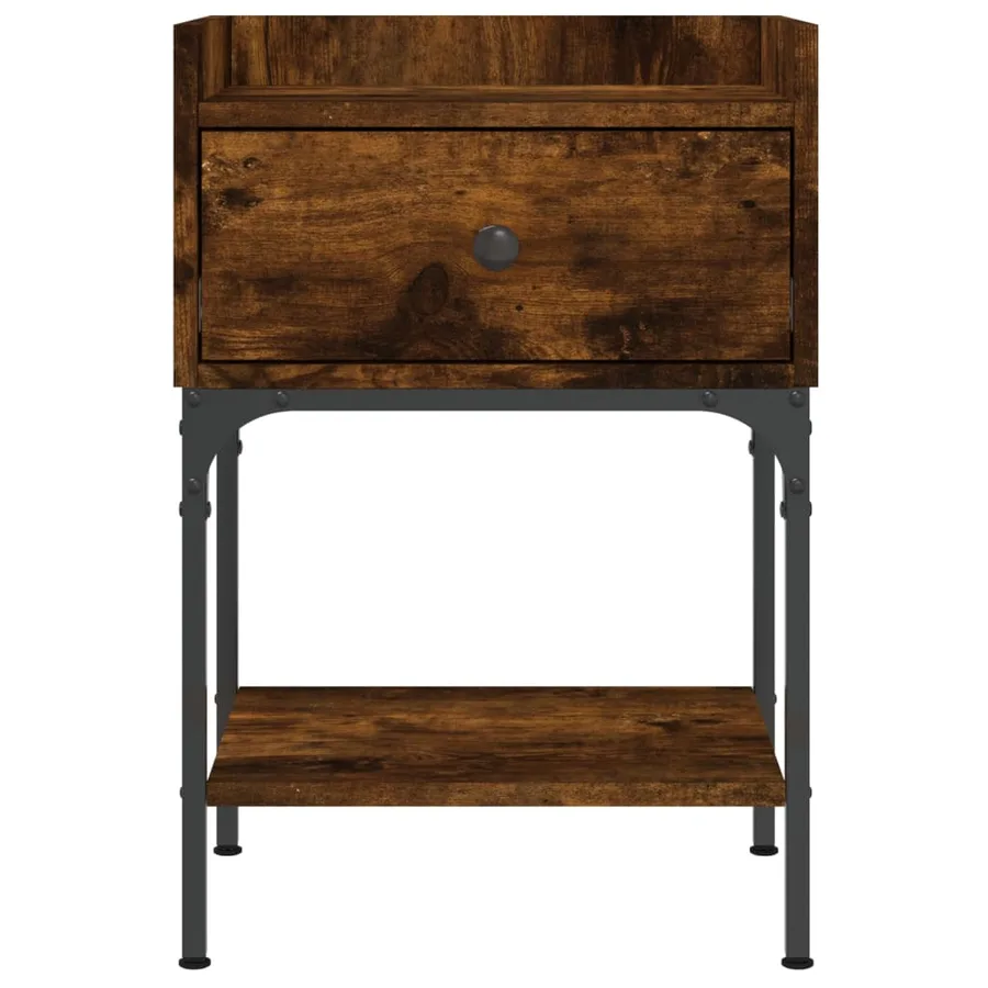 Table de chevet chêne fumé 40,5x31x60 cm bois d'ingénierie - 5