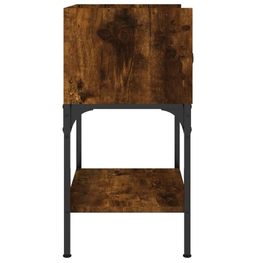 Table de chevet chêne fumé 40,5x31x60 cm bois d'ingénierie - 7