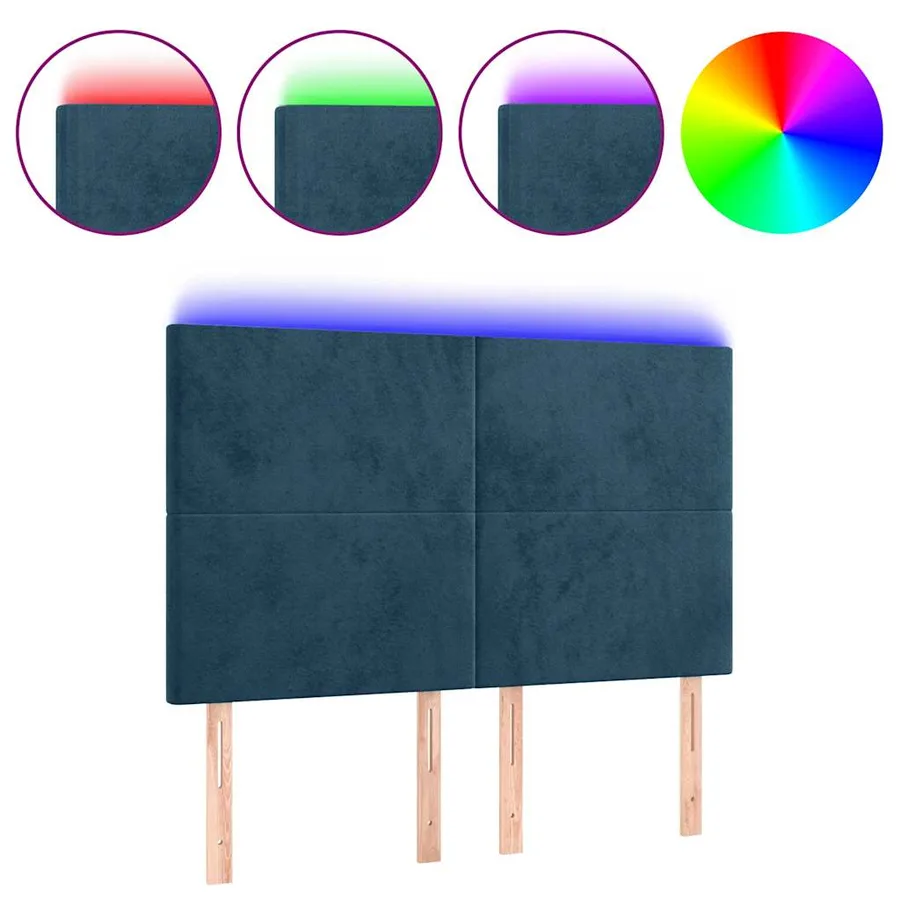 Tête de lit à LED Bleu foncé 144x5x118/128 cm Velours - 2