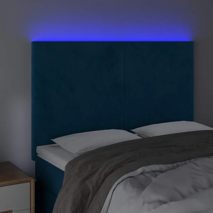 Tête de lit à LED Bleu foncé 144x5x118/128 cm Velours - 3