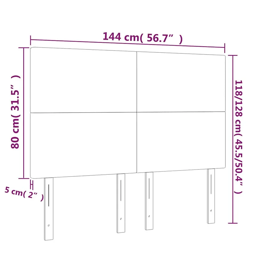 Tête de lit à LED Bleu foncé 144x5x118/128 cm Velours - 7