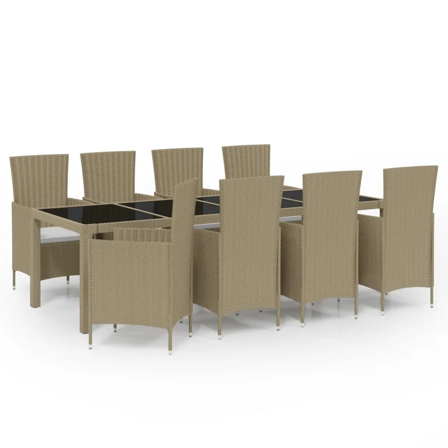 Salon de jardin avec coussins 11 pcs Résine tressée Beige - 2