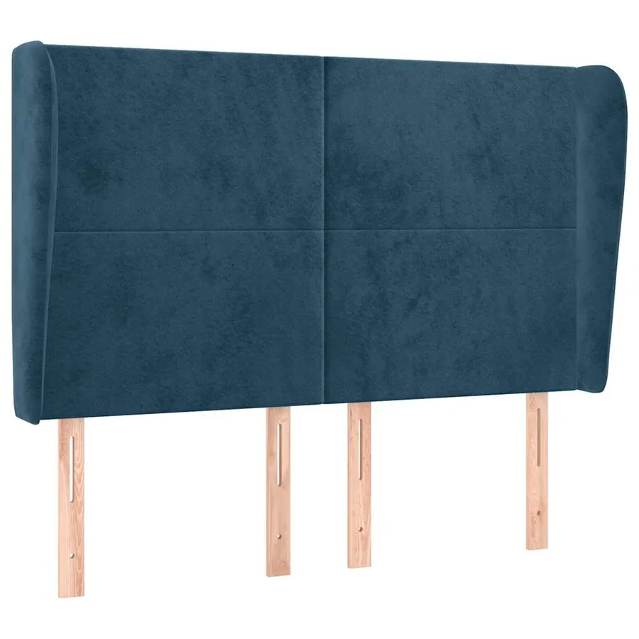 Tête de lit avec oreilles Bleu foncé 147x23x118/128 cm Velours - 2