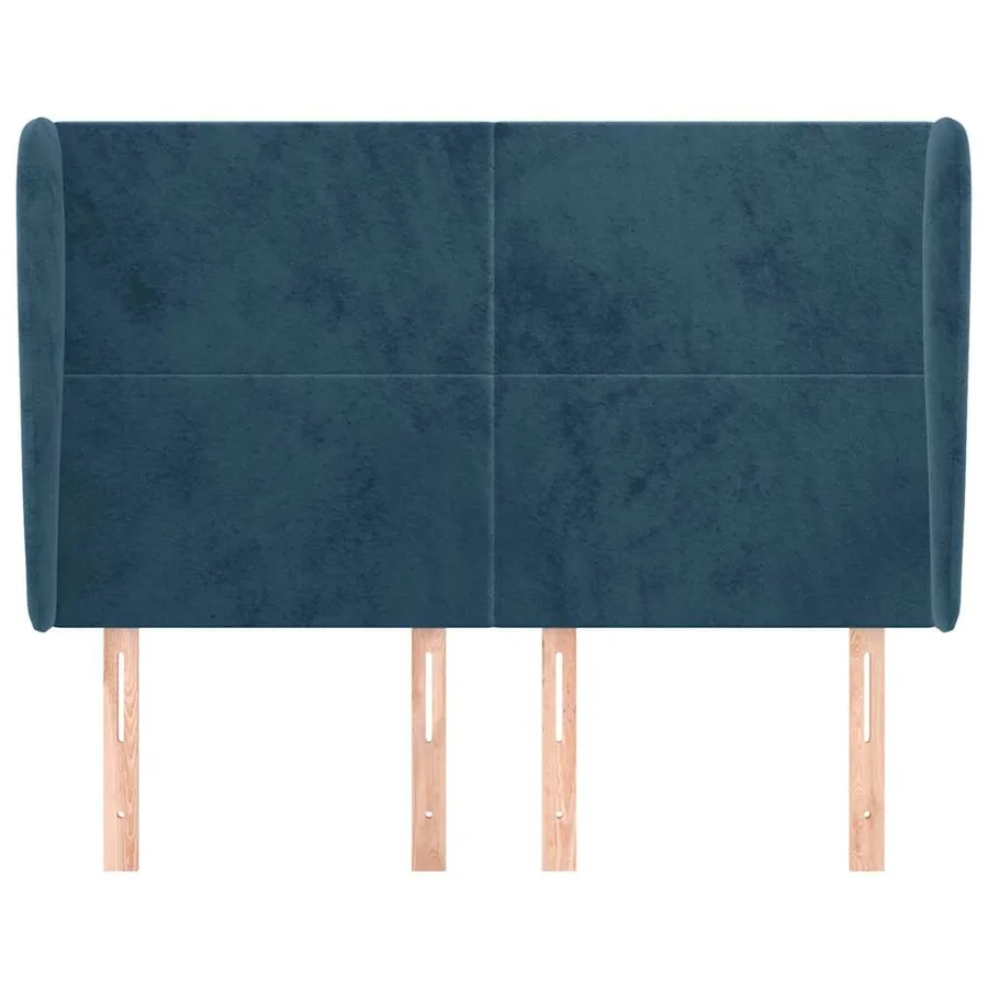 Tête de lit avec oreilles Bleu foncé 147x23x118/128 cm Velours - 3