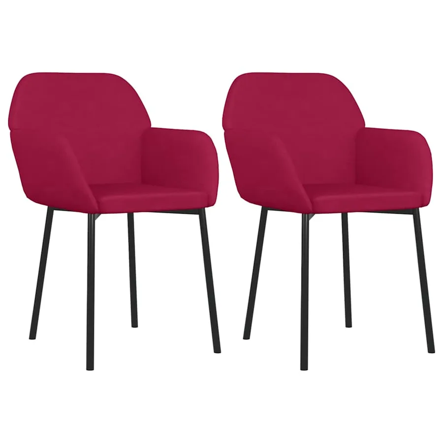Chaises à manger lot de 2 Rouge bordeaux Velours - 2