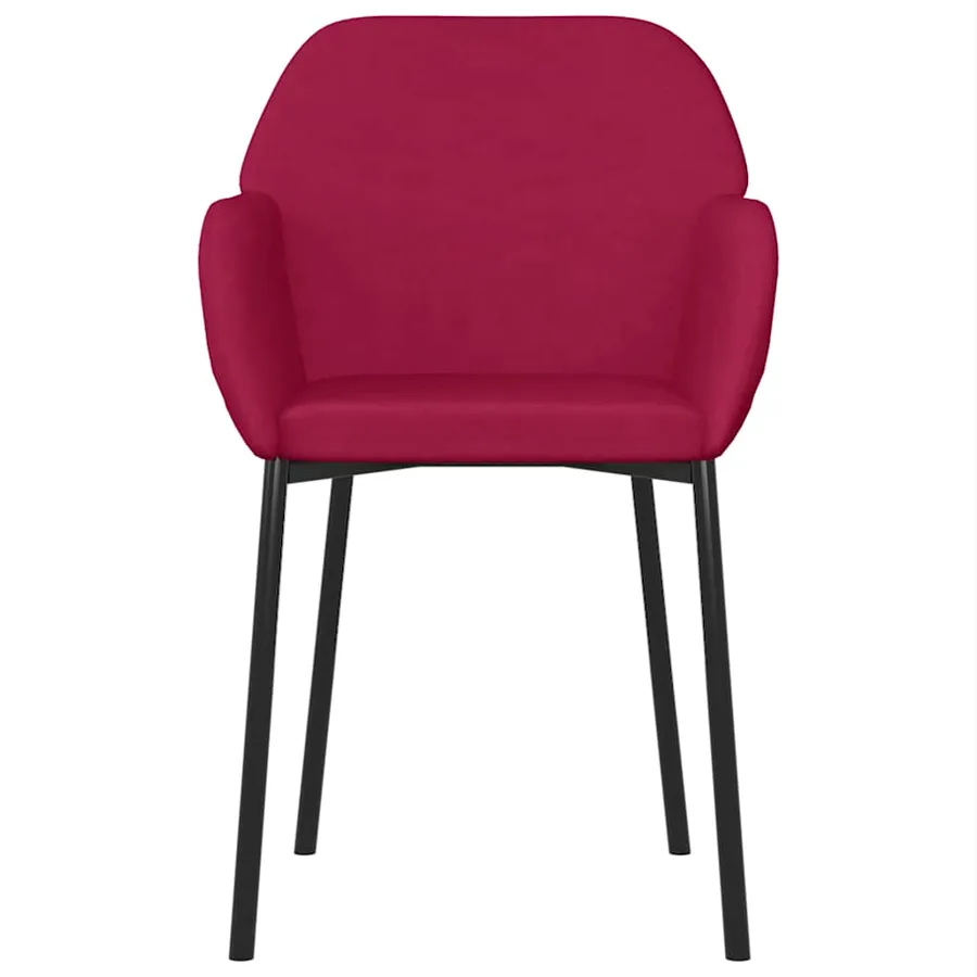 Chaises à manger lot de 2 Rouge bordeaux Velours - 5