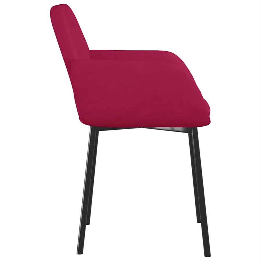 Chaises à manger lot de 2 Rouge bordeaux Velours - 6