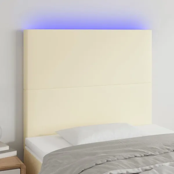 Tête de lit à LED Crème 90x5x118/128 cm Similicuir