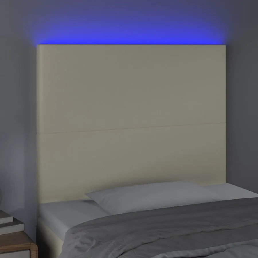 Tête de lit à LED Crème 90x5x118/128 cm Similicuir - 3