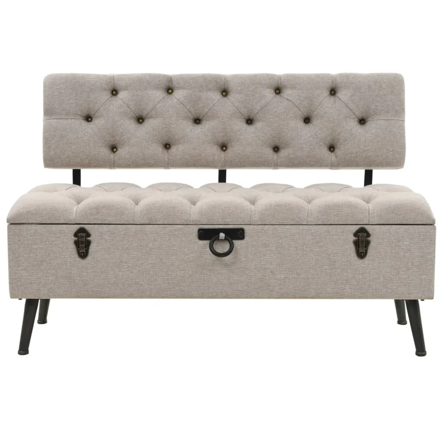 Banc de rangement avec dossier 110 cm Crème Tissu - 3