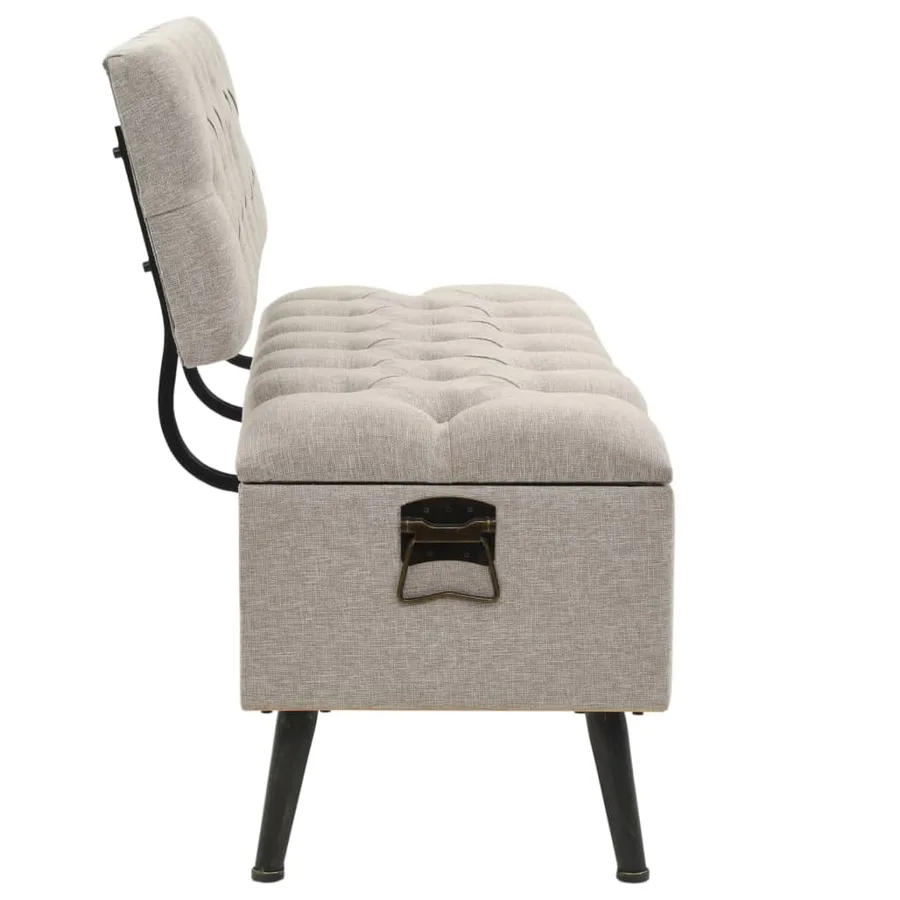 Banc de rangement avec dossier 110 cm Crème Tissu - 4