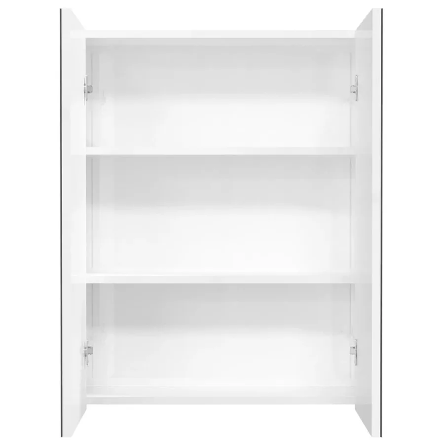 Armoire à miroir de salle de bain 60x15x75cm MDF Blanc brillant - 3