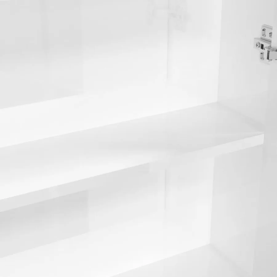 Armoire à miroir de salle de bain 60x15x75cm MDF Blanc brillant - 7