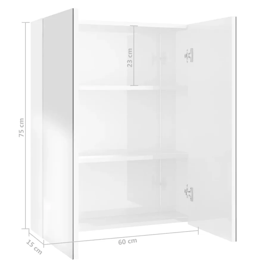 Armoire à miroir de salle de bain 60x15x75cm MDF Blanc brillant - 8