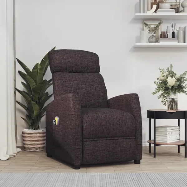 Fauteuil électrique de massage Marron foncé Tissu