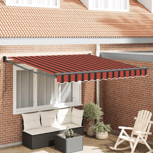 Auvent rétractable orange et marron 3,5x2,5m tissu et aluminium