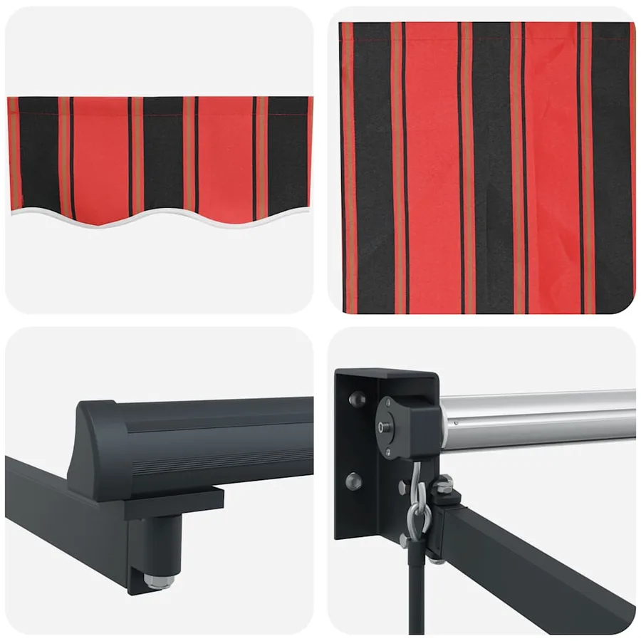 Auvent rétractable orange et marron 3,5x2,5m tissu et aluminium - 8